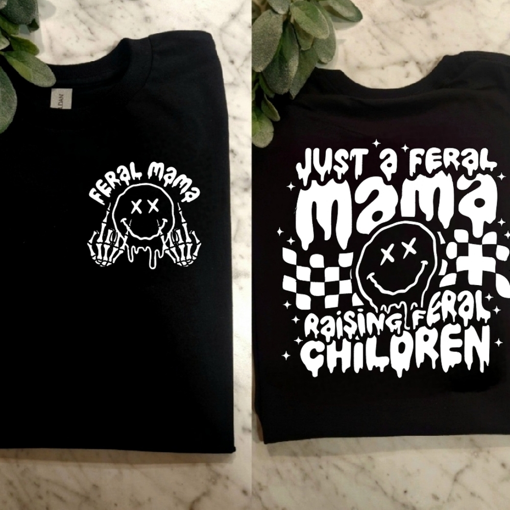 Feral mama shirt retro cute smiley mom